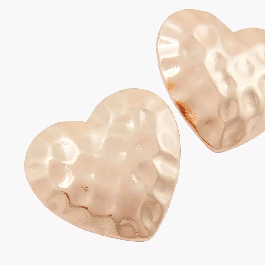 Hot Boucles D'Oreilles Martelees Coeur Hot Flash Boucles D'Oreilles