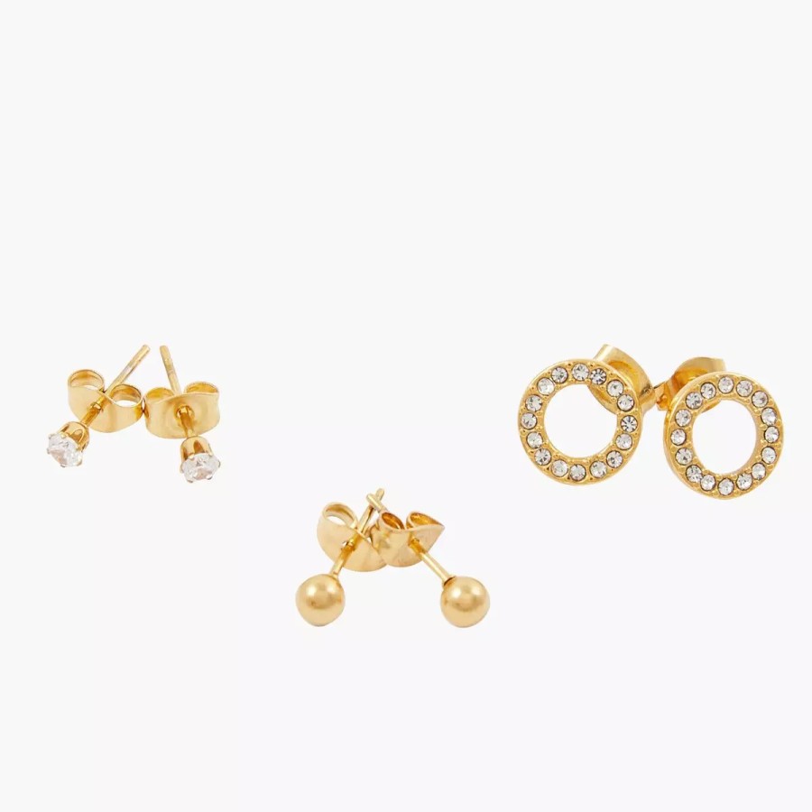 Hot Set De 3 Puces D'Oreilles Avec Strass Boucles D'Oreilles
