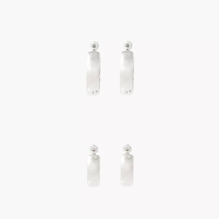 Best Set De Creoles Argente City Blue Boucles D'Oreilles