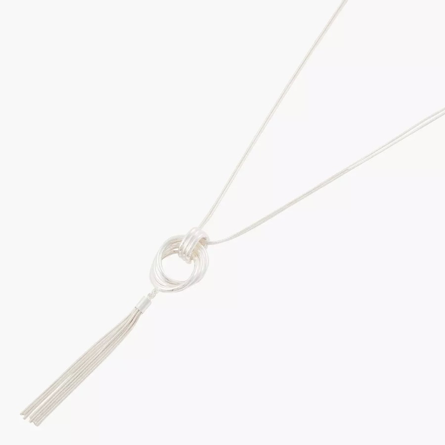 Wholesale Collier Long Avec Noeud En Metal - Argente Colliers