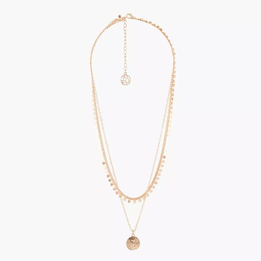 Online Collier 2 Rangs Avec Medaille - Dore Colliers
