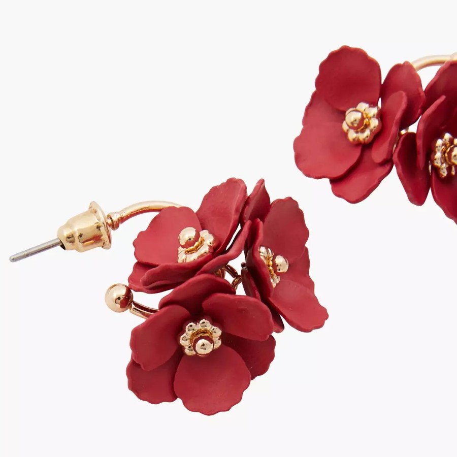 Online Creoles Fleurs Rouges Et Dorees Boucles D'Oreilles
