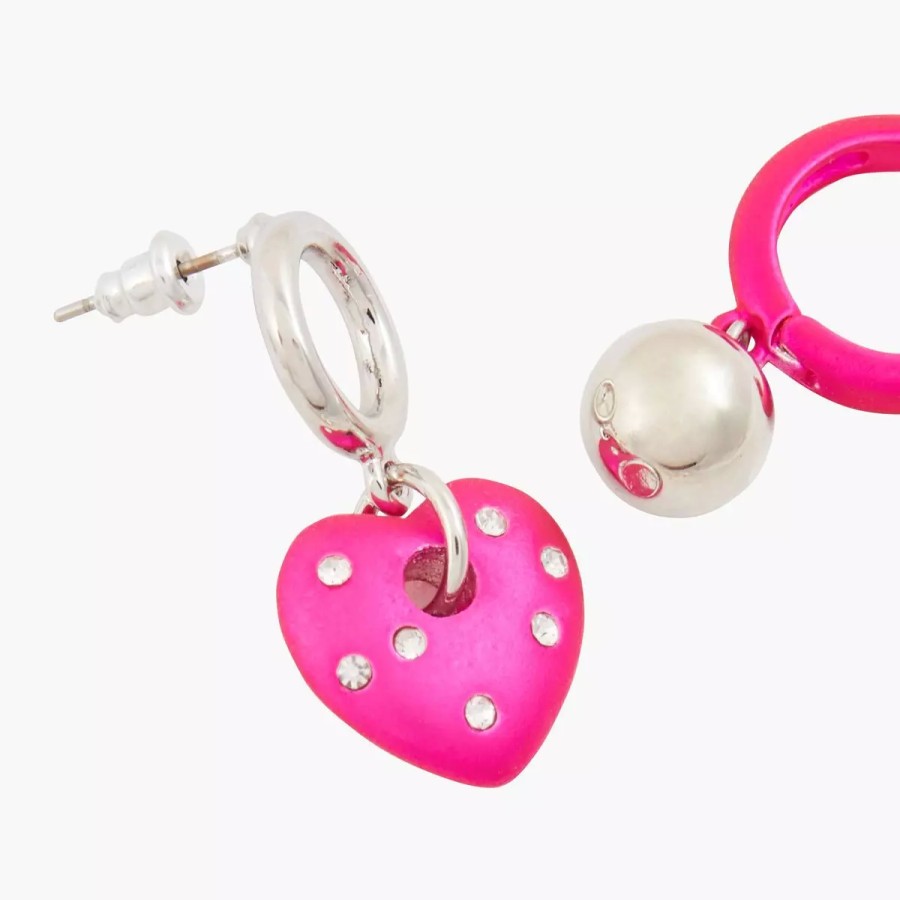 Hot Boucles D'Oreilles Pendantes - Rose Et Argente Boucles D'Oreilles