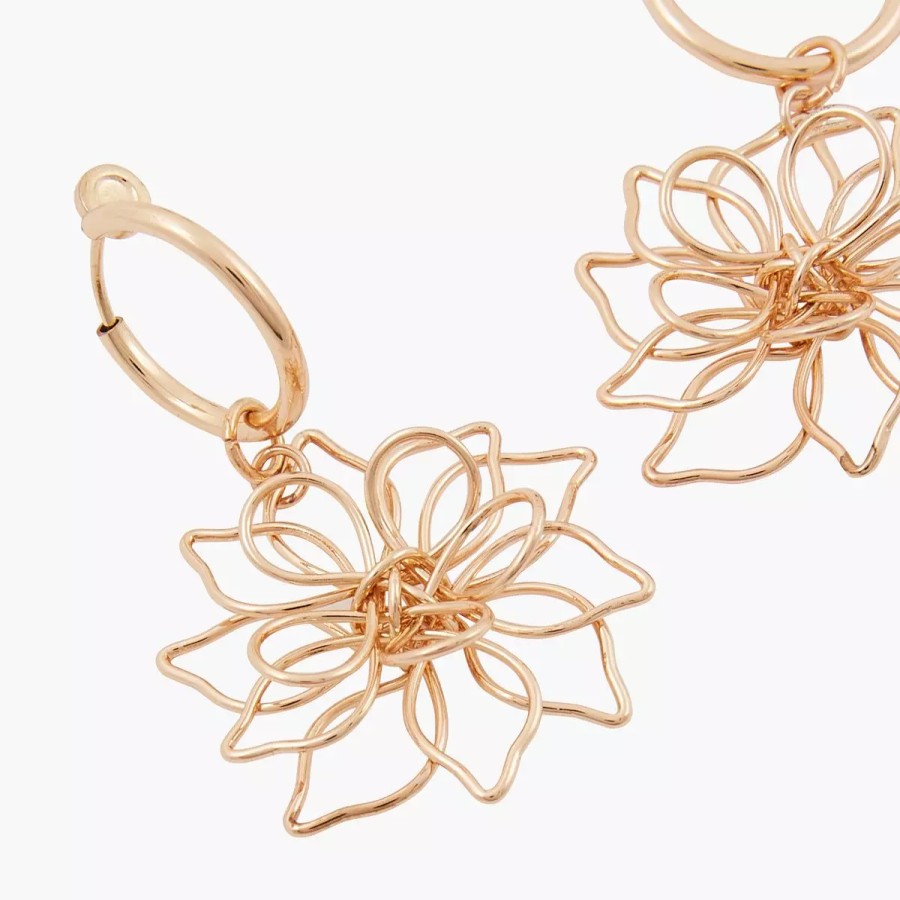 New Boucles D'Oreilles Pendantes A Clips Fleurs En Metal Boucles D'Oreilles