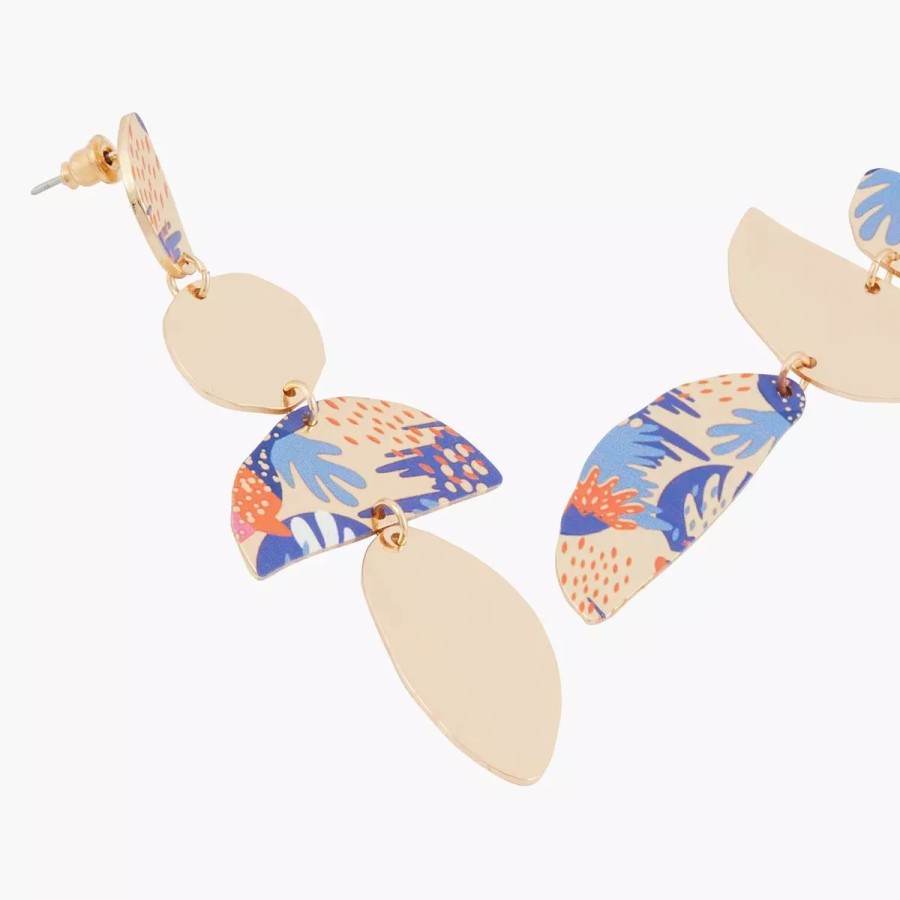 Online Boucles D'Oreilles Asymetriques Imprimees Fleurs Bleues Balagane Boucles D'Oreilles