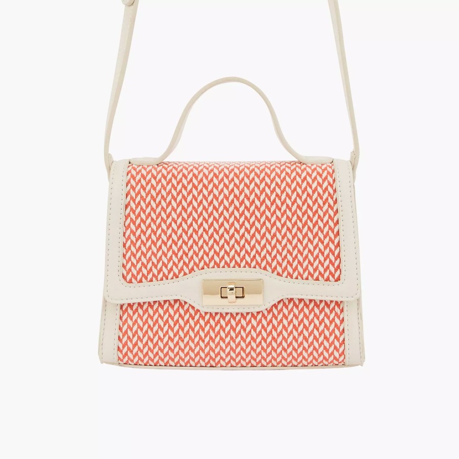 Best Petit Sac A Bandouliere A Motifs - Corail Et Ecru Sacs