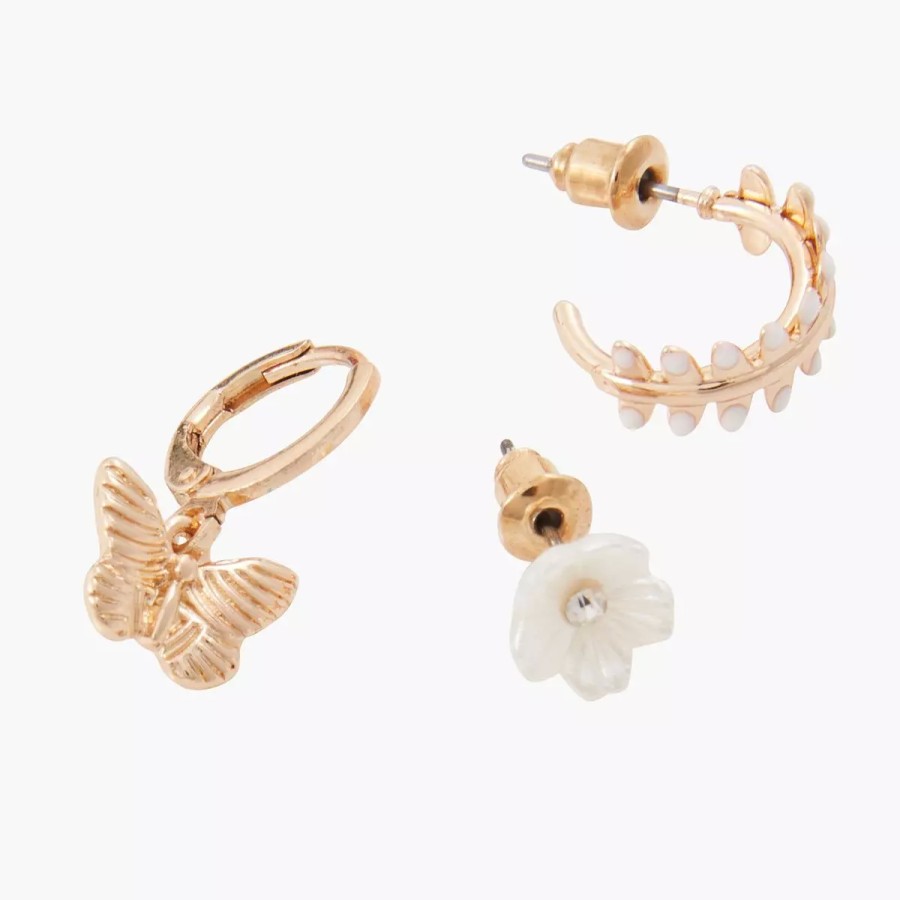 New Set De 3 Boucles D'Oreilles Fleurs Gadget Mode Bo Boucles D'Oreilles
