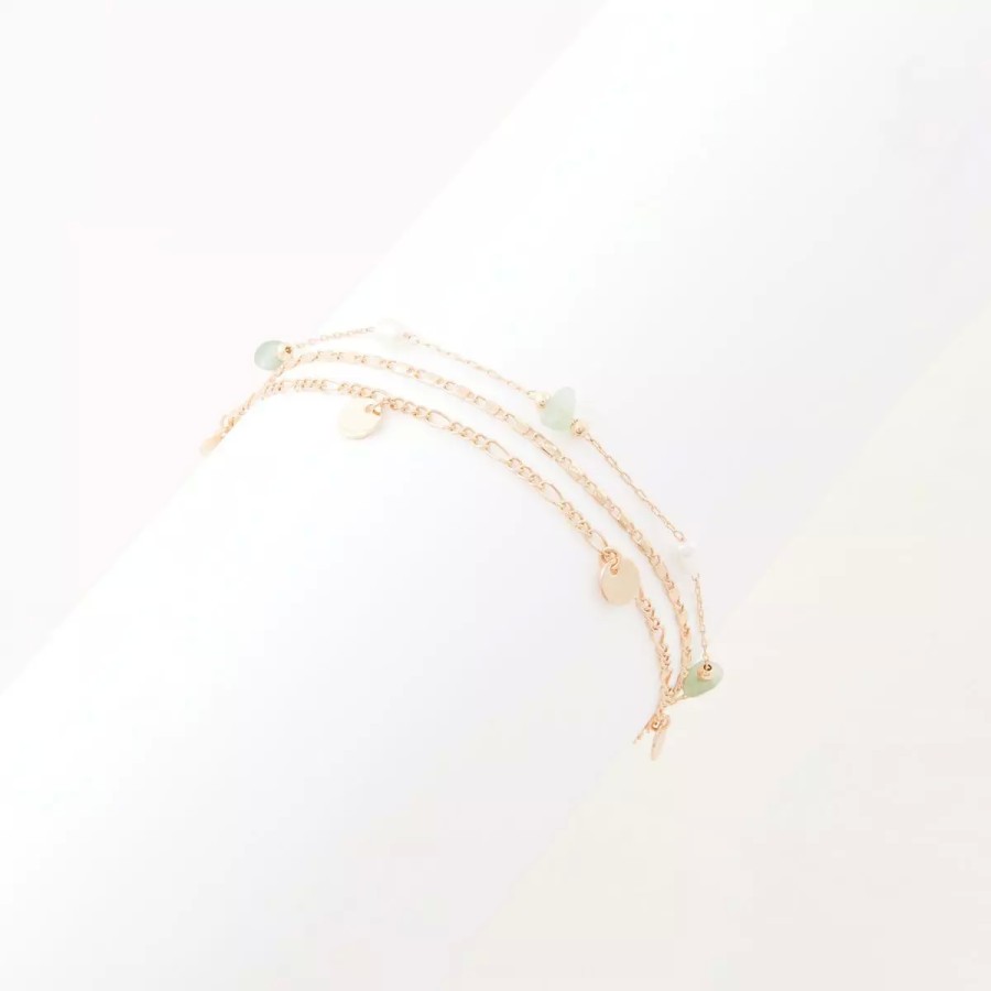 New Chaine De Cheville 3 Rangs Pierre D'Aventurine Bracelets
