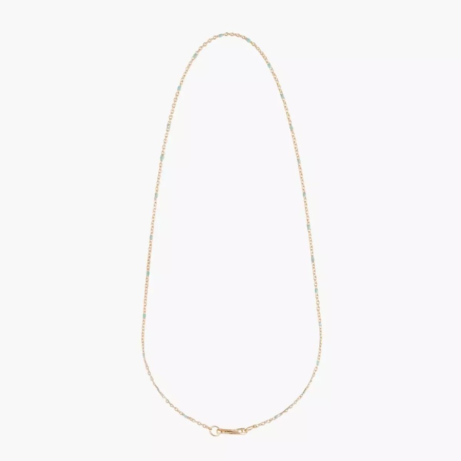 New Collier Chaine Fine Et Perles Vertes - Chains & Charms Chains & Charms